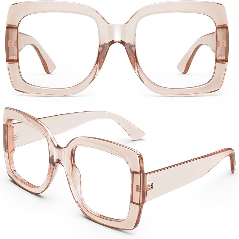GQUEEN Oversized Fake Glasses Women Men Retro Thick Big Square Frame Clear Lens UV400 Protection Fashion Eyeglasses - Image 1